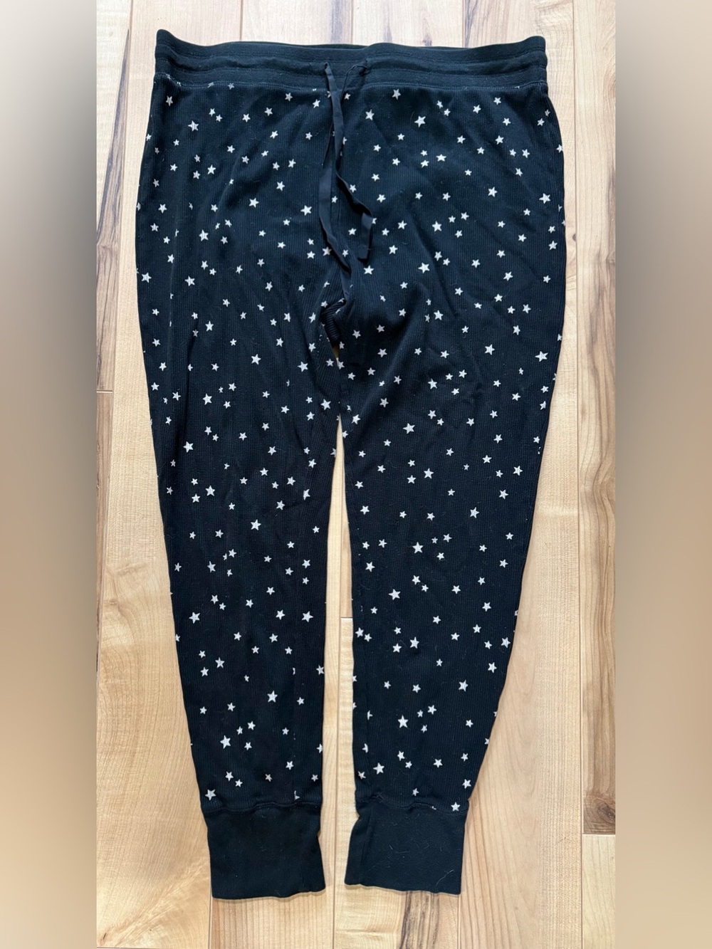 Eddie Bauer women’s black with white stars waffle pyjama bottoms - XL
